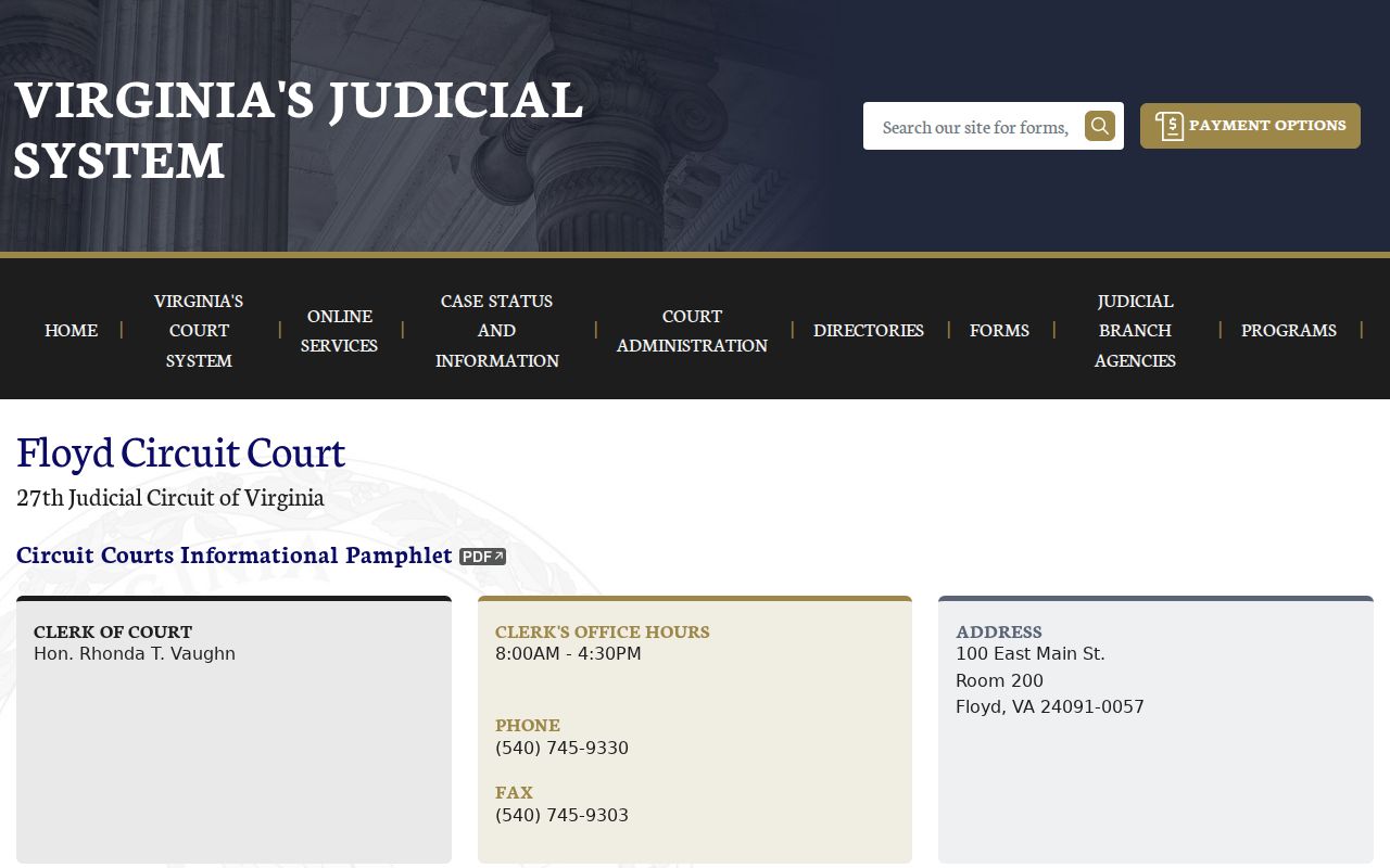 Floyd County city court warrant route: local Circuit Court clerk reference
