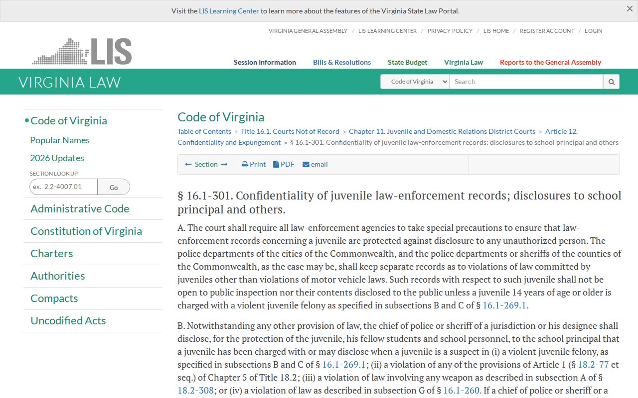 Floyd County active warrant records: Virginia juvenile record access law