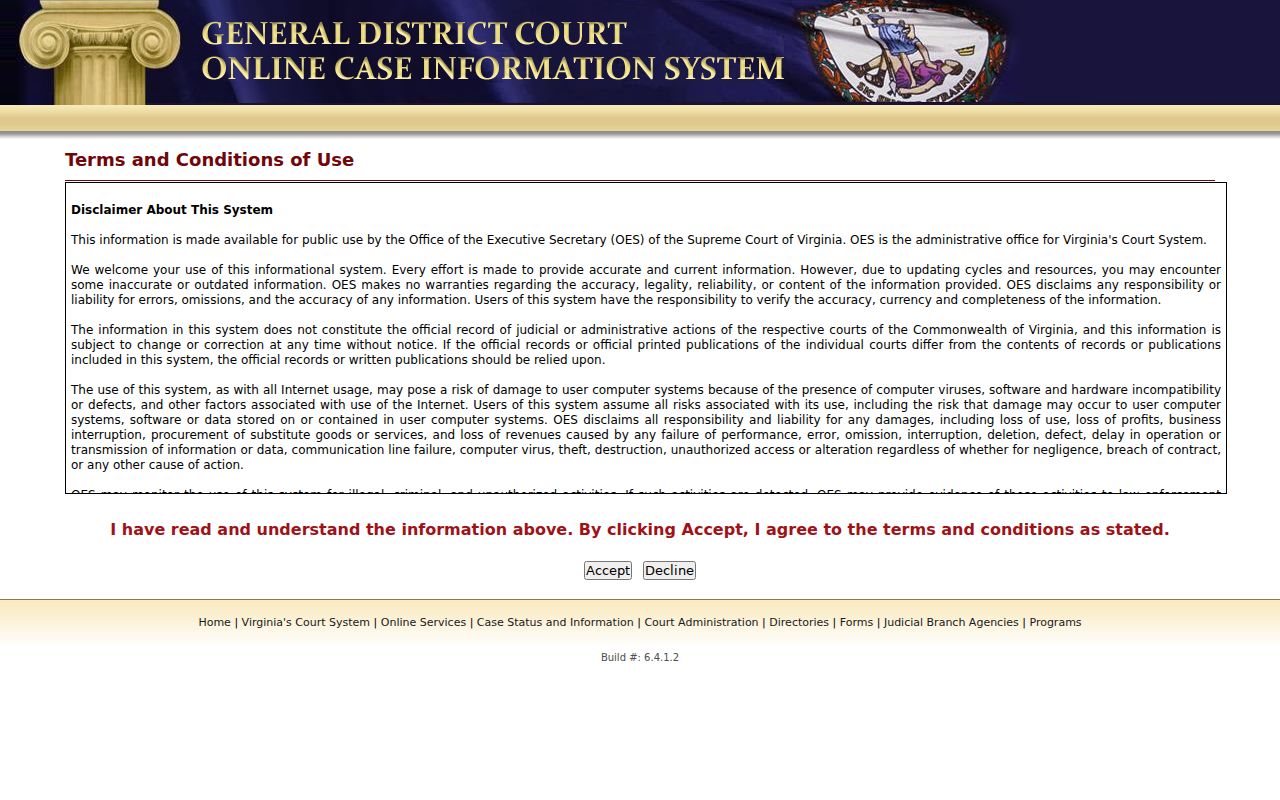 Floyd County warrant search: General District Court search interface